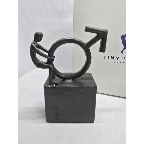 Tiny Purple Seahorse LGBTQIA+ Cast Iron Male With Symbols Book Ends- Set Of 2 - Picture 2 of 14